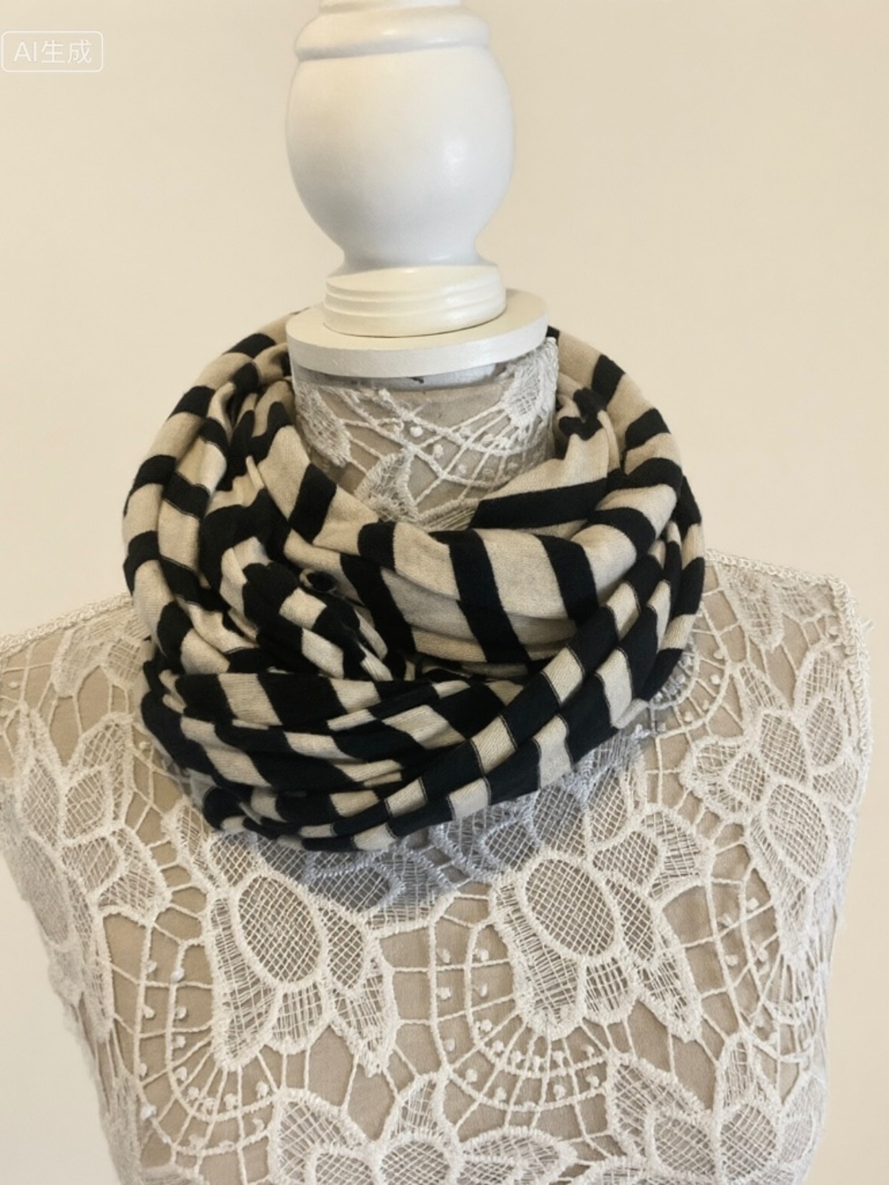 J.Crew Creamy Black Diagonal Stripe Knit Cotton Scarf Wrap ✨ · Brand: J.Crew ·